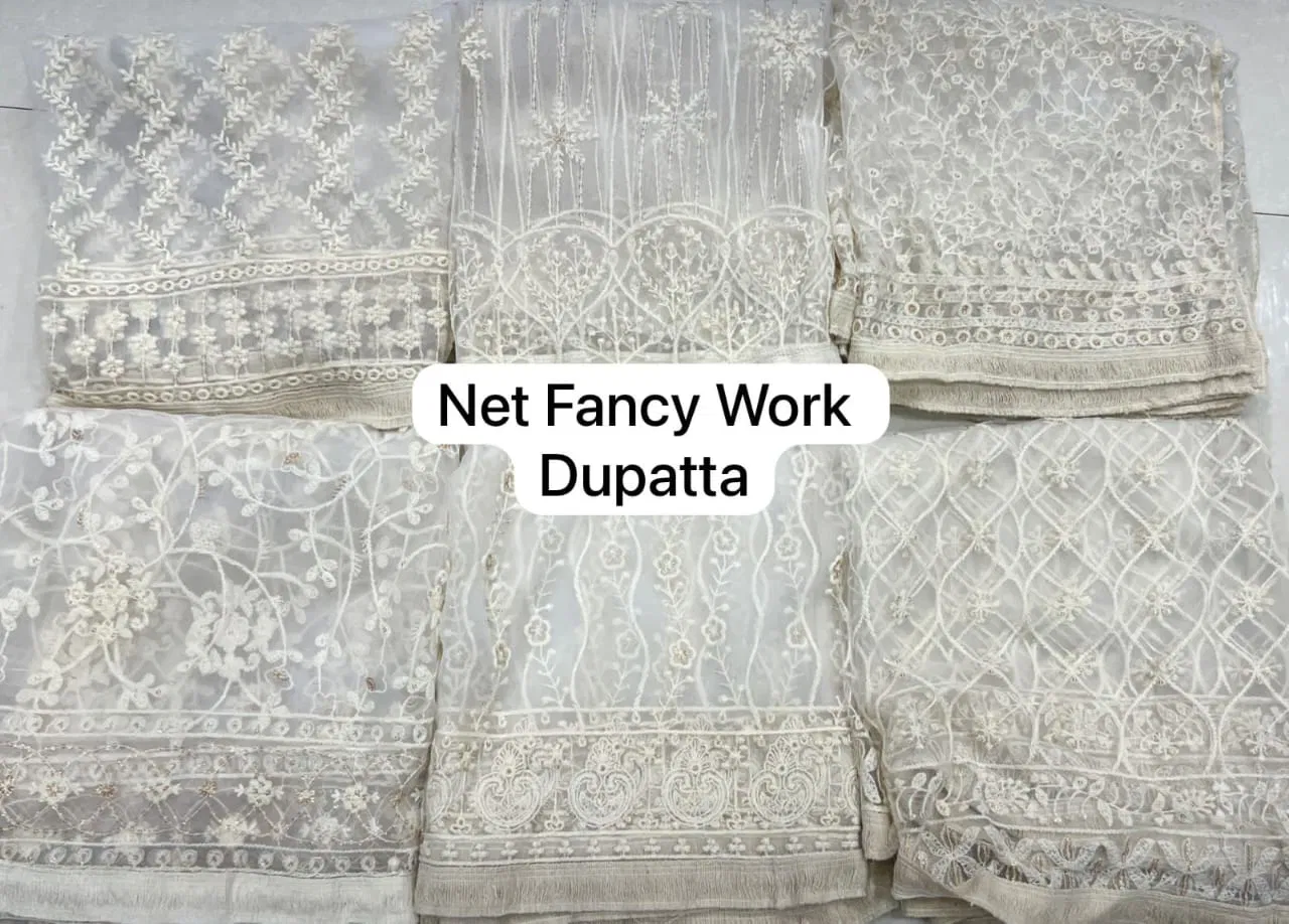 Mamaji Net Fancy Work Stole Dupatta Wholesale Price In Surat